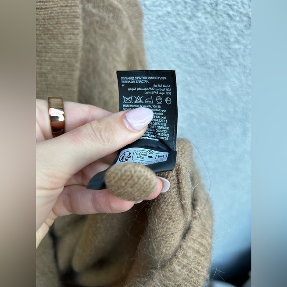 H&M MOHAIR-BLEND COLLARED CARDIGAN in Dark Beige - Picture 11 of 13